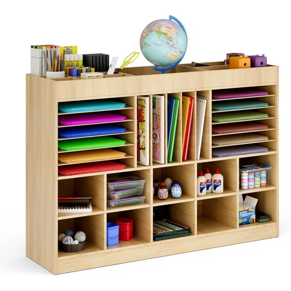 Classroom Sectional Cubbie Storage Unit, Wooden Craft Storage Cabinet with Adjustable Shelves for Playroom and Kids Room Furniture, Toy Organizer Storage