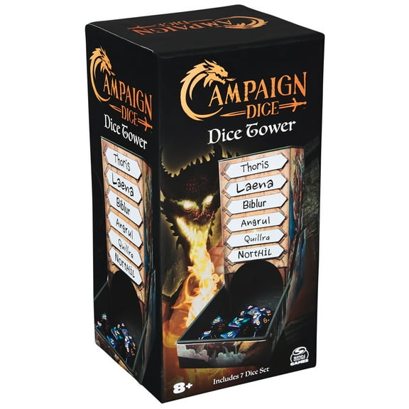 Spin Master Games, Campaign Dice Tower with 7 Polyhedral Dice Included, for Children 8 and up
