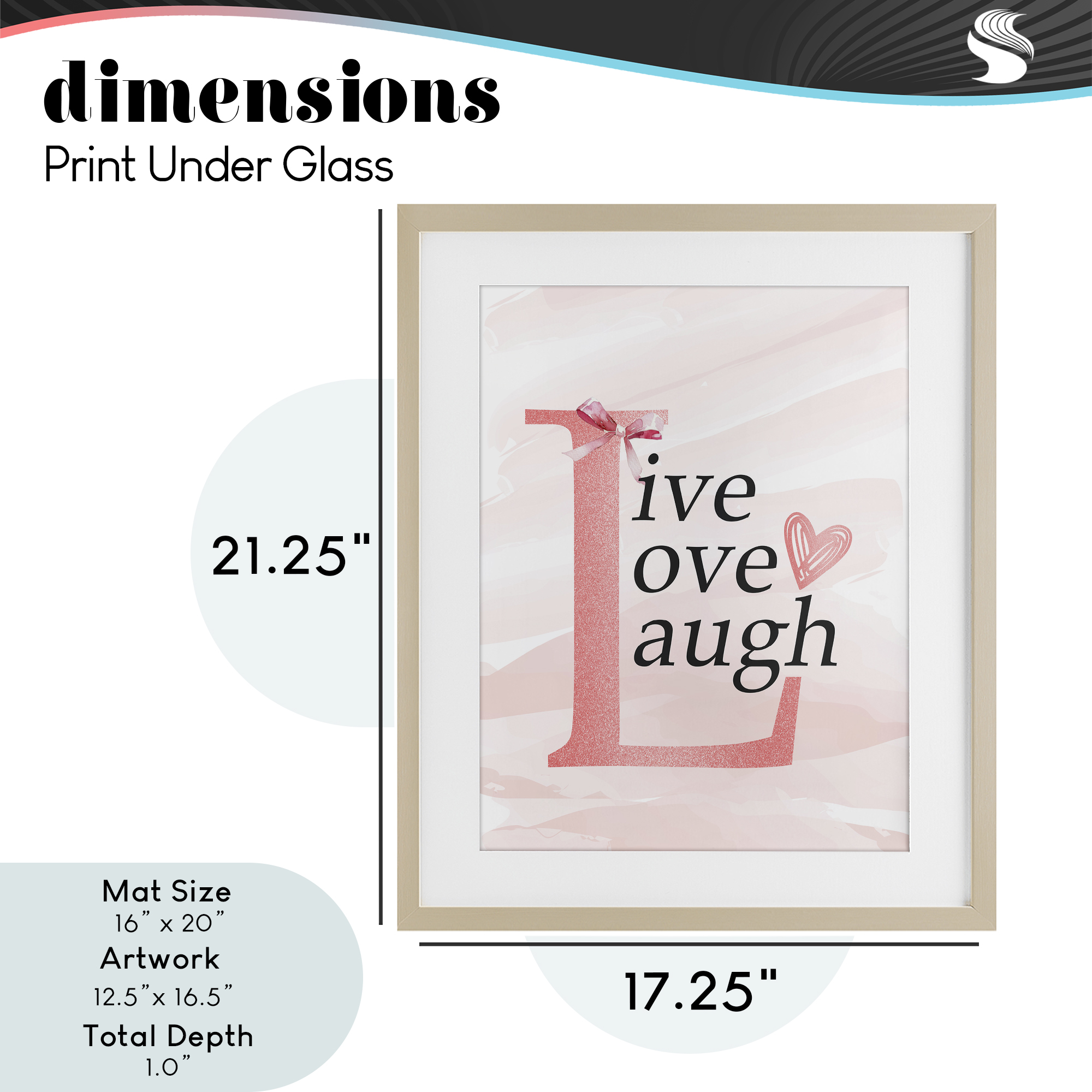 Live Love Laugh Pastel Birch Framed Print Under Glass, design by Kim Allen