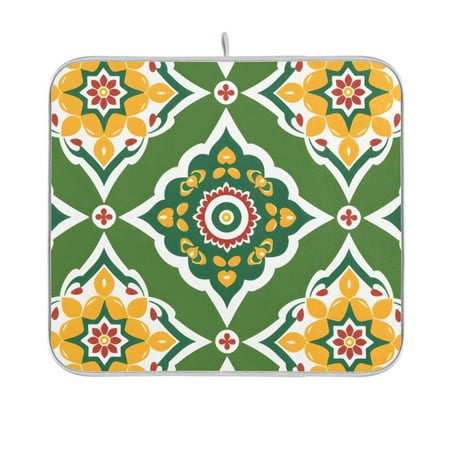 

Multicolor Abstract Pattern Dish Drying Mat Absorption Pad Kitchen Drainer for Counter Dinning Table 16 x 18