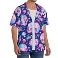 thumbnail image 2 of Sikiie colorful Skull mushroom rainbow Men's Wrinkle Free Untucked Cuban Shirt Business Casual Button Down Shirts Short Sleeve ShirtXX-Large, 2 of 5
