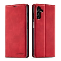 Dteck Case for Samsung Galaxy A14 5G,Magnetic Leather Built-in Card/Cash Pocket Case Shockporof TPU Kickstand Full Body Protective Cover ,Red