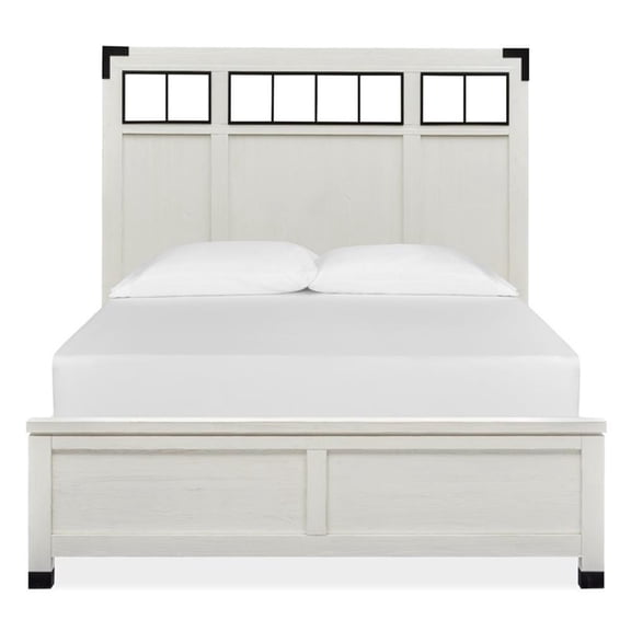 Magnussen Harper Springs King Panel Bed Metal/Wood Headboard in White