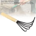 thumbnail image 6 of NFTIGB Garden Hand Rake 5 Steel Tines Wooden Handle Ergonomic Claw Cultivator for Loosening Soil Short Handle (10.6 inches / 27 cm), 6 of 9