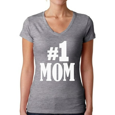 Awkward Styles Women's #1 Mom V-neck T-shirt for Best Mom In The (Best Mlm In The World)