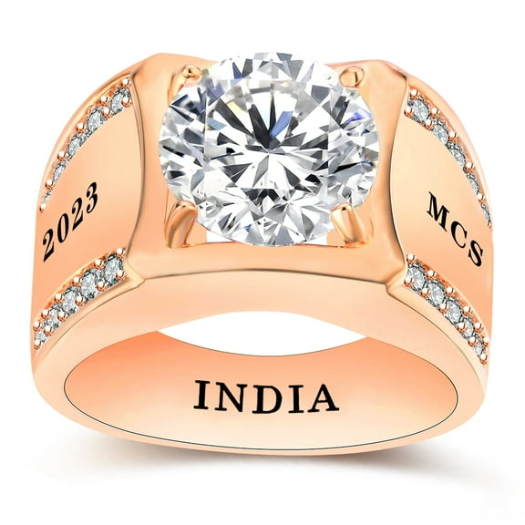 Ccjcinata Personalized Customizable sterling silver class rings for men high school graduation rings for men (Sterling Silver - Rose Gold Plated)