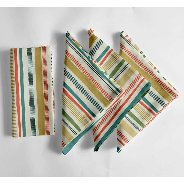 Vargottam Beige StripeDesign Cotton Muslin Napkins - Set of 12, 20-Inch, Luxurious Soft Cloth Napkins for Dining & Events, Absorbent, Washable & Tableware
