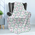 thumbnail image 4 of Dahlia Soft Flannel Fleece Throw Blanket, Colorful Butterfly on Soft Toned Floral Background Repetitive Romantic, Cozy Plush for Indoor and Outdoor Use, 50" x 70", Pink Ceil Blue, by Ambesonne, 4 of 5