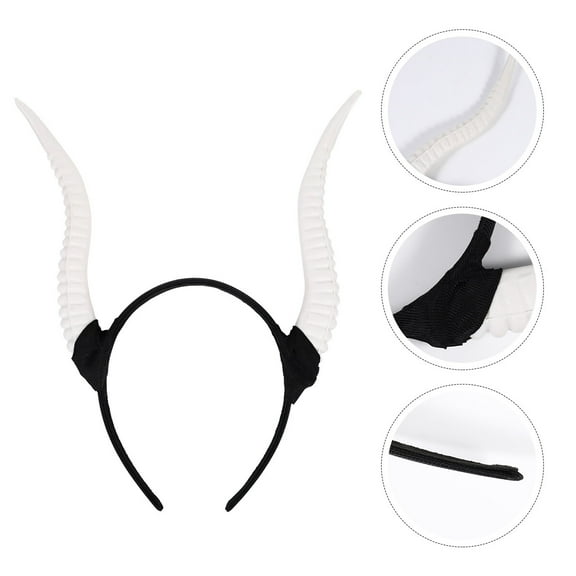 TEHAUX Horn Hairband for  Party Accessory in White Plastic for Women and Children 1Pack