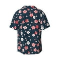 thumbnail image 2 of Naloa Cherry Blossoms Men's Loose Fit Cuban Collar Short-Sleeve Shirt with Button-down and Chest Pocket for Everyday Wear Outings - Medium, 2 of 7