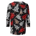 thumbnail image 4 of Puntoco Camiseta de mujer con cuello redondo, manga 3/4 y estampado navideño, jersey de cuello redondo, camiseta de manga larga con cuello redondo, 4 of 5