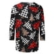 thumbnail image 4 of Puntoco Camiseta de mujer con cuello redondo, manga 3/4 y estampado navideño, jersey de cuello redondo, camiseta de manga larga con cuello redondo, 4 of 5