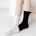 thumbnail image 7 of Womens Ruffle Socks Fashion Breathable Solid Color Turn-Cuff Cute Girls Ankle Socks 3 Pairs, 7 of 7
