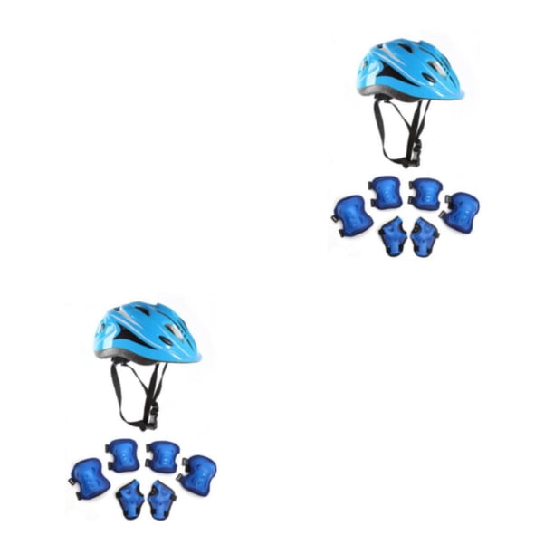 Bearachild 1 Juego de casco de rodillo para niños, ajustable, para niños pequeños, rodillera, codera, protectores de bicicletas para Azul 2piezas