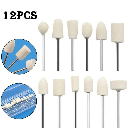 12pcs Wool Felt Mounting Polishing Wheel Drill Bit Grinding Rotary Head 2.35mm Shank Grinder Abrasive Power Tool Accessories