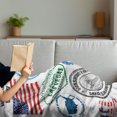 thumbnail image 3 of United States Soft Flannel Fleece Blanket, Grunge Stamps of America Las Vegas New York San Francisco Hawaii Illustration, Cozy Plush for Indoor and Outdoor Use, 70" x 90", Multicolor, by Ambesonne, 3 of 5