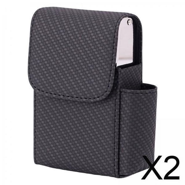 2xSoporte Para Encendedor De Cigarrillos, Estuche Rígido, Bolsa Para 20 Cigarrillos, Trenzado, Negro