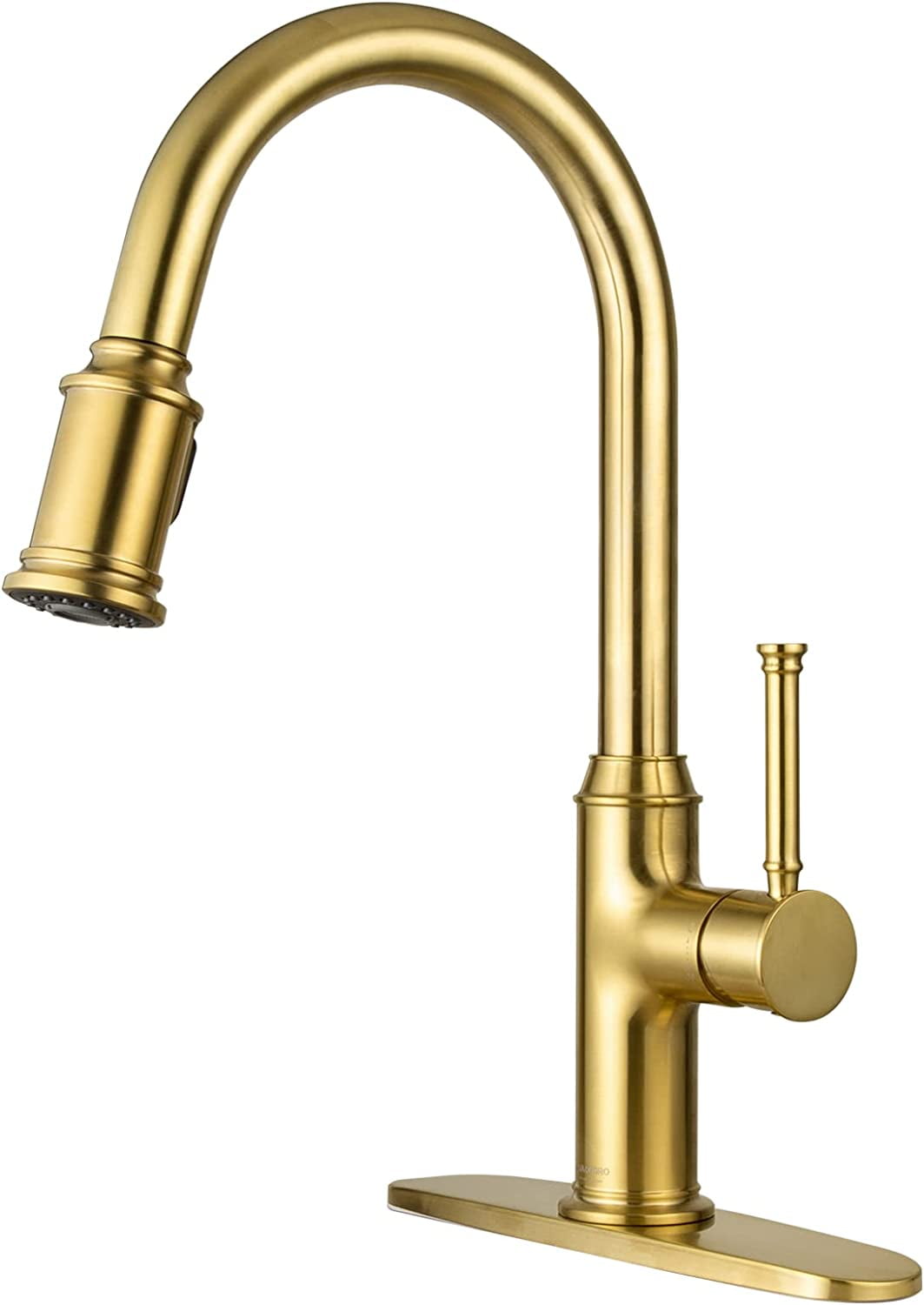 Brushed Gold Kitchen Faucet with Pull Down Sprayer, Lava Odoro Single
