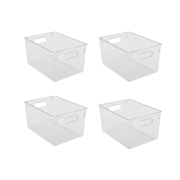 Juego de 4 Piezas de Organizadores Styrka Contenedores de Plástico para Refrigerador Multiusos Apilables Transparentes