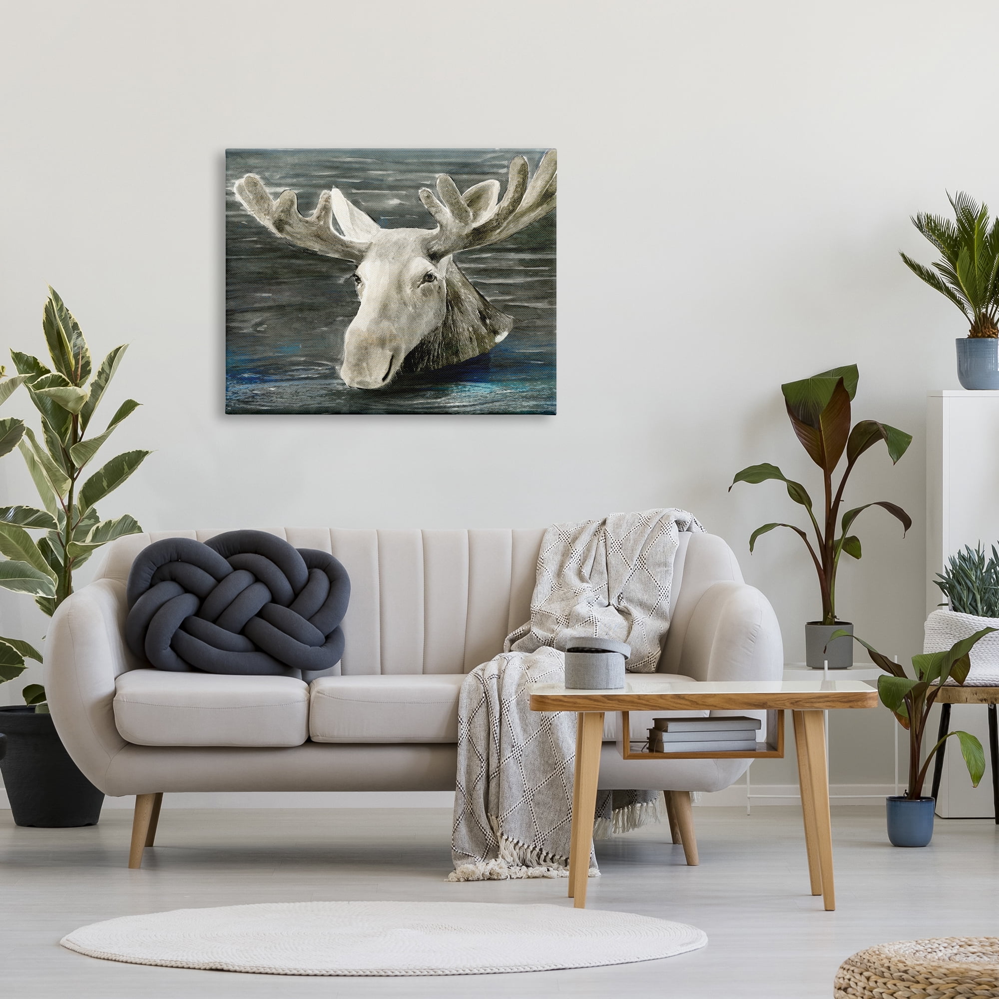 Stupell Industries Swimming Moose Rustic Forest Animal Portrait Lake Water, 40 x 30, Design by Stellar Design Studio
