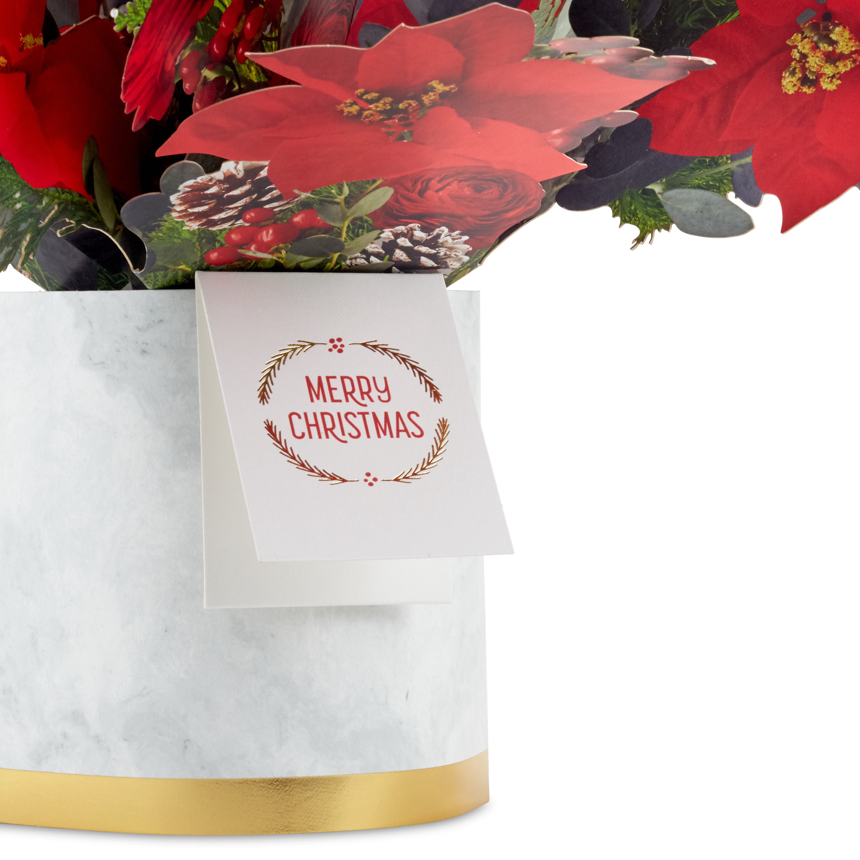 Hallmark Paper Wonder 3D Pop-Up Christmas Greeting Card (Merry Christmas Poinsettia Flower Bouquet)