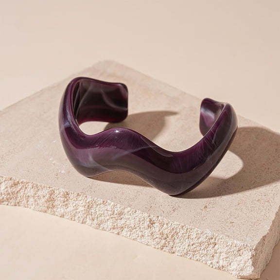 XmhyTop-A Opening Acrylic Bracelets Irregular Resin Bangle-1 Piece,Purple