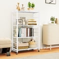 thumbnail image 2 of Fenbeli Storage Shelves,4-Tier Foldable Metal Wire Storage Shelf with Wheels, Heavy Duty Organizer Rack for Garage, Kitchen, Closet, White, 2 of 7