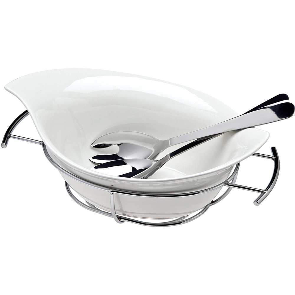 Generic Natural Oval Salad/Serving Bowl, Servers On Rack