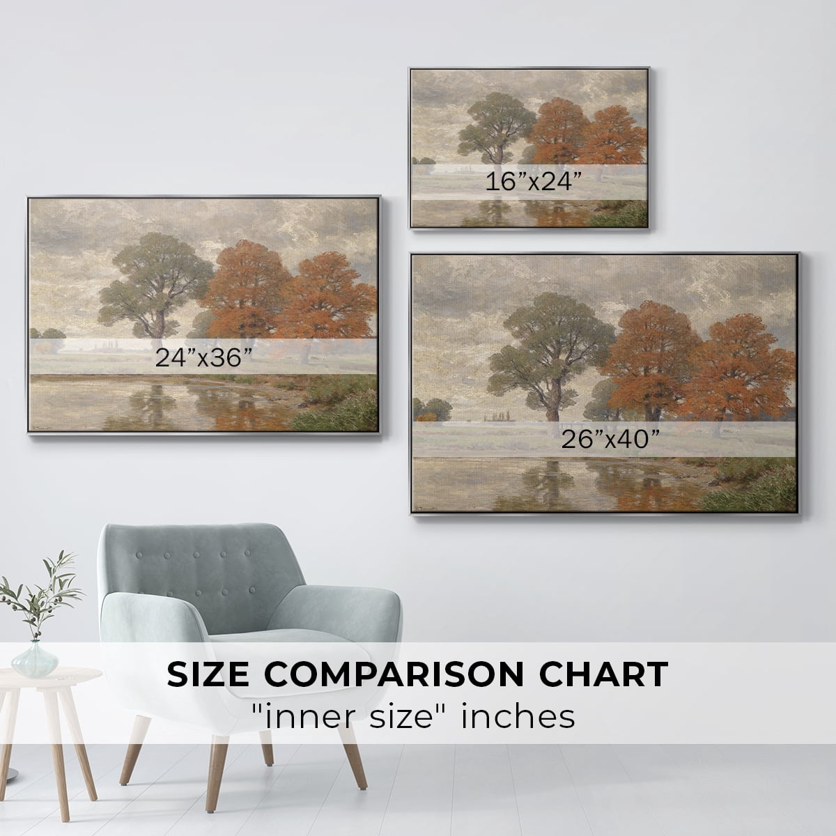 Vintage Landscape-CCCLIV By Wexford Home Framed in Silver Wood Gallery Wrapped Canvas 25 in. x 37 in.