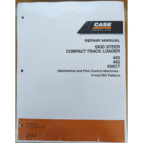 Case 450, 465, 450CT Skid Steer Workshop Repair  Service Manual - Part Number # 87578832