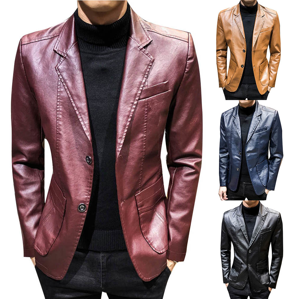 Faux Leather Suit Jacket 