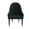 thumbnail image 4 of LeisureMod Dining Chair Upholstered Leather Seat and Elegant Ripple Back with Rubberwood Frame and Legs with Gold Accents Modern Armchair Elara Collection Set of 2 in Green, 4 of 8