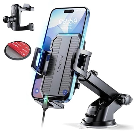 Open Box SUUSON UPGRADED 3-IN-1 CAR PHONE HOLDER MOUNT [POWERFUL SUCTION] PHONE MOUNT