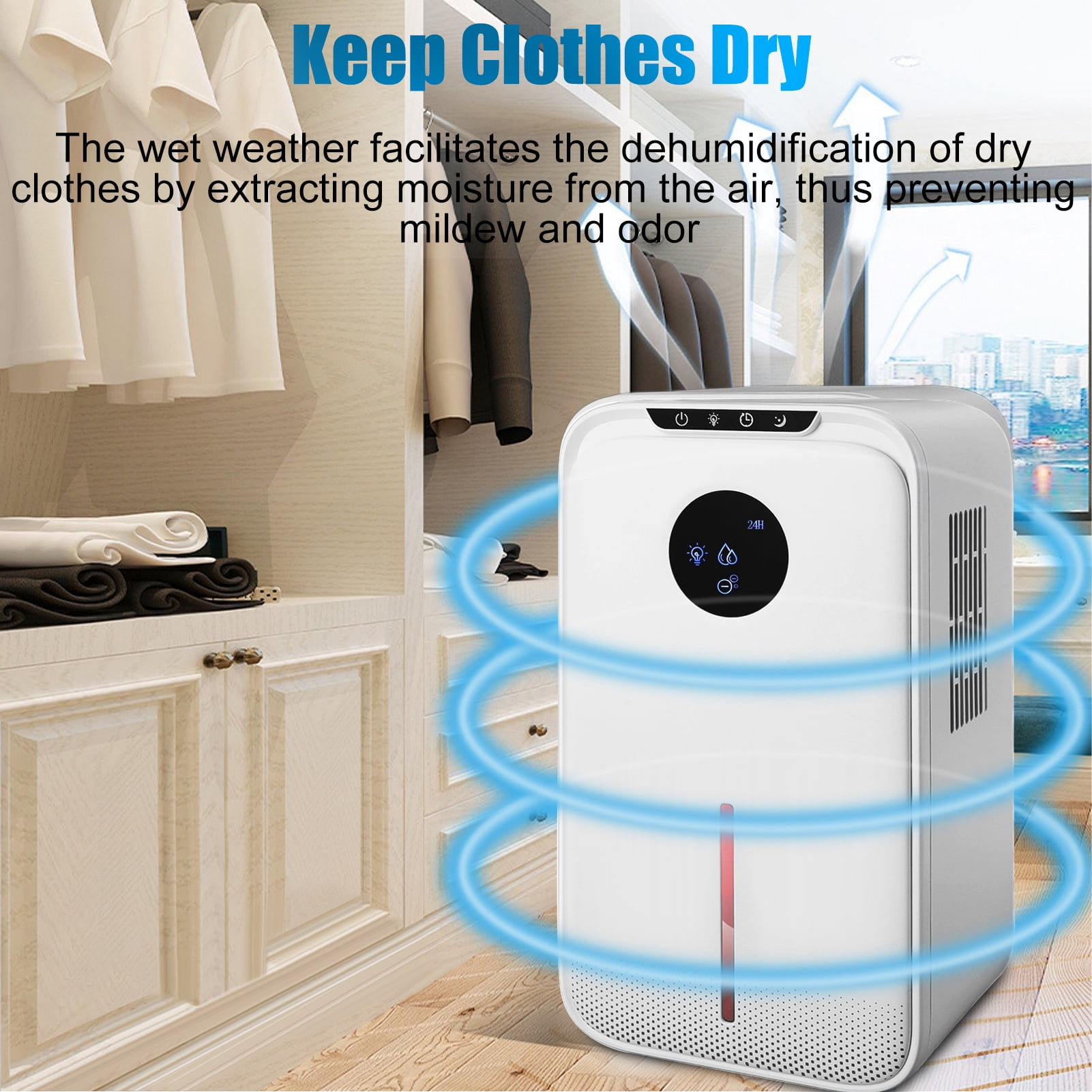 Fyydes 8-Pint Protable Dehumidifier Covers 800 Sq.Ft with Colorful Night Light & Drain Hose,0.66 Gallon Water Tank,2  Modes,24H Timer,Portable Dehumidifier for Basement/Bathroom/Laundry Room