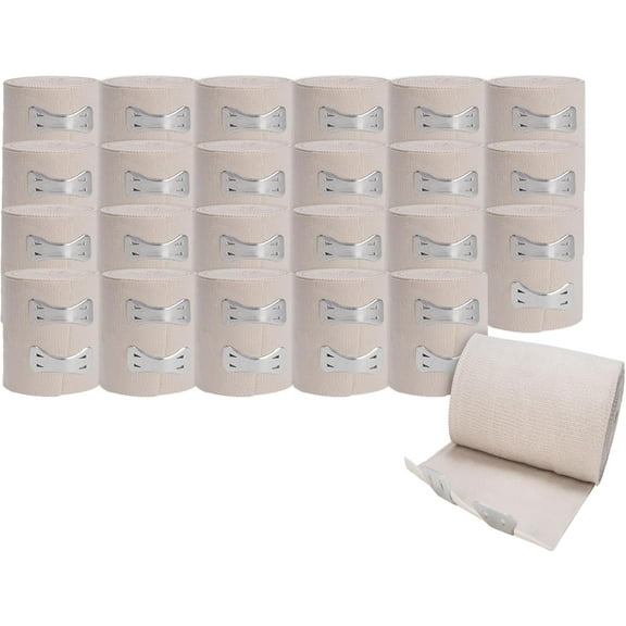 Elastic Bandage Wrap, 2 in x 15 ft Stretch, Reusable Body Compression Bandage Wrap for Wrists, Elbow, Knees, Ankles & Feet (24)