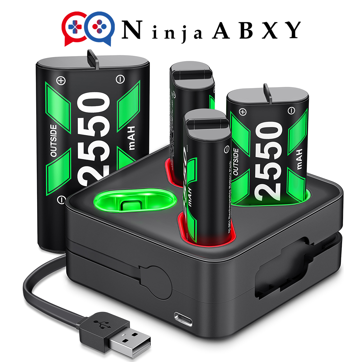 NinjaABXY Rechargeable Battery Pack for Xbox, Charger Station for Xbox
