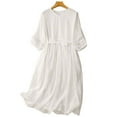 thumbnail image 6 of New Summer Arrivals SMihono Graduation Dresses 2025 Summer Women Crochet Half Sleeve V Neck Beach Flowy Dresses High Waisted Preppy Dress White XXL, 6 of 9