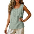 thumbnail image 5 of Womens Tank Tops Summer Cotton Linen Embroidery Casual Blouse Loose Fit Scoop Neck Gauze Boho Shirts, S, 5 of 7