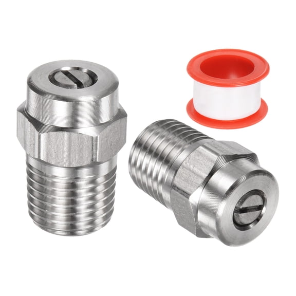 2pcs 25 Degree Surface Clean Tips 1.156mm Dia. 1/4" NPT Male Stainless Steel with Sealing Tape