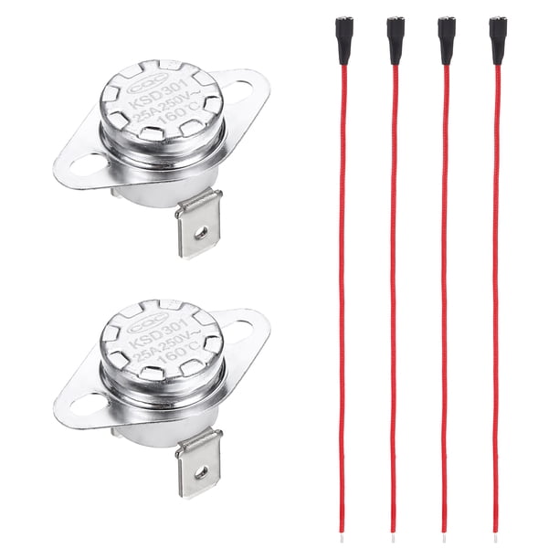 Termostato KSD301 con cable, Interruptor de temperatura N.C 25A 160℃ 2 Pcs