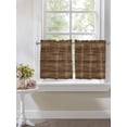 thumbnail image 4 of Brown Wood Grain 2 Panel Kitchen Curtains for Small Windows, Retro Farmhouse Wooden Plank Bathroom Tier Curtain, Short Window Treatment for Bedroom/Living Room 55"x24", 4 of 6