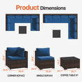thumbnail image 2 of Dateyes 7-Piece Outdoor Patio Sectional Sofa Set, All-Weather Wicker Rattan Furniture with Coffee Table & Waterproof Cover (Blue), 2 of 8