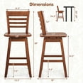 thumbnail image 3 of Costway 4 PCS 24.5" Counter Height Bar Chairs Swivel Bar Stools with Hollow Backrest Brown, 3 of 8