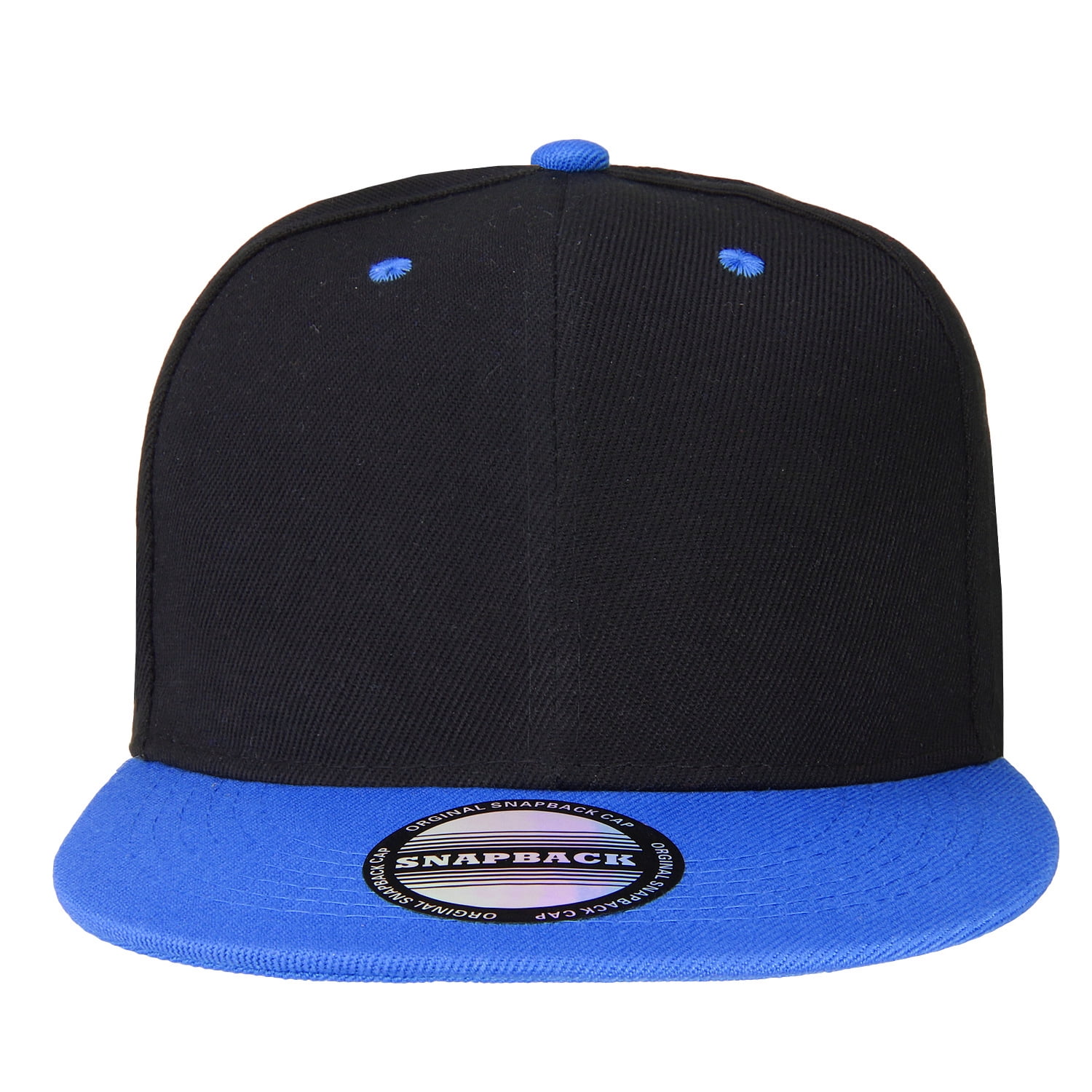 Falari Wholesale 12 Pack Snapback Hat Cap Hip Hop Style Flat Bill Blank Solid Color Adjustable Size Black/Royal