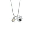 thumbnail image 2 of Delight Jewelry Two-tone Small Daisy with Peace Sign Silvertone Script Initial Disc - Y - Charm Necklace, 20"+3", 2 of 4