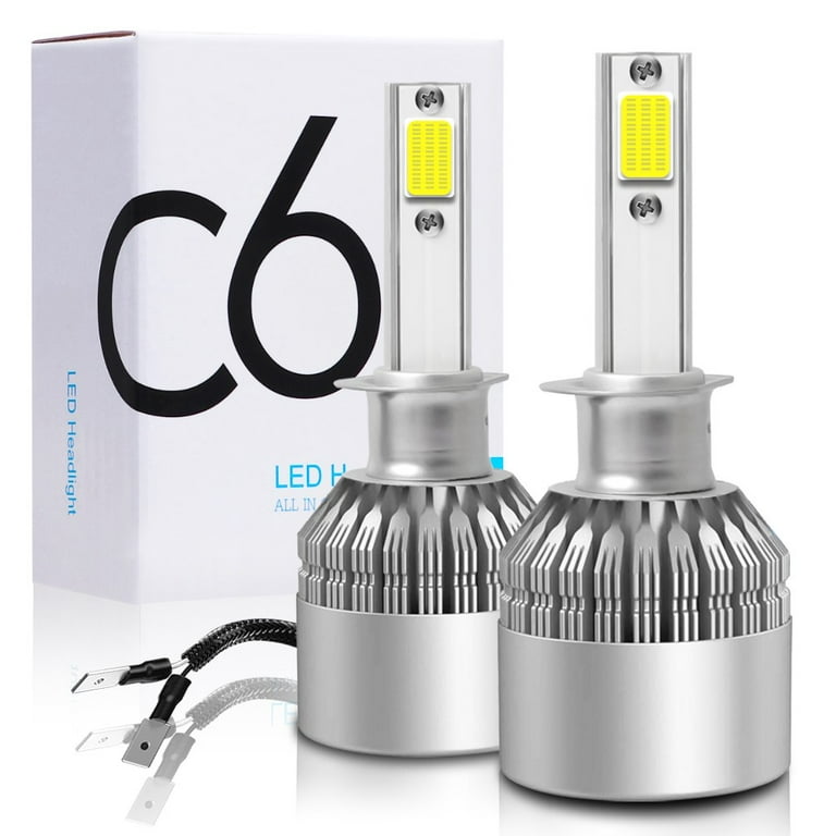 xfx Silver H1 2-side COB LED Headlight Bulbs 72W 12000LM 6000K Cool White  2Pcs 