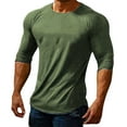thumbnail image 2 of Amzcrzy Sudadera Para Hombre, Transpirable, Elástica, Color Sólido, Deportiva, Manga Larga, Cuello Redondo, Verde Militar, Xl, 2 of 4