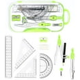 thumbnail image 2 of 10-Piece Green Math Geometry Kit with Shatterproof Case – Includes Rulers, Protractor, More for Drafting & Drawing, 2 of 7