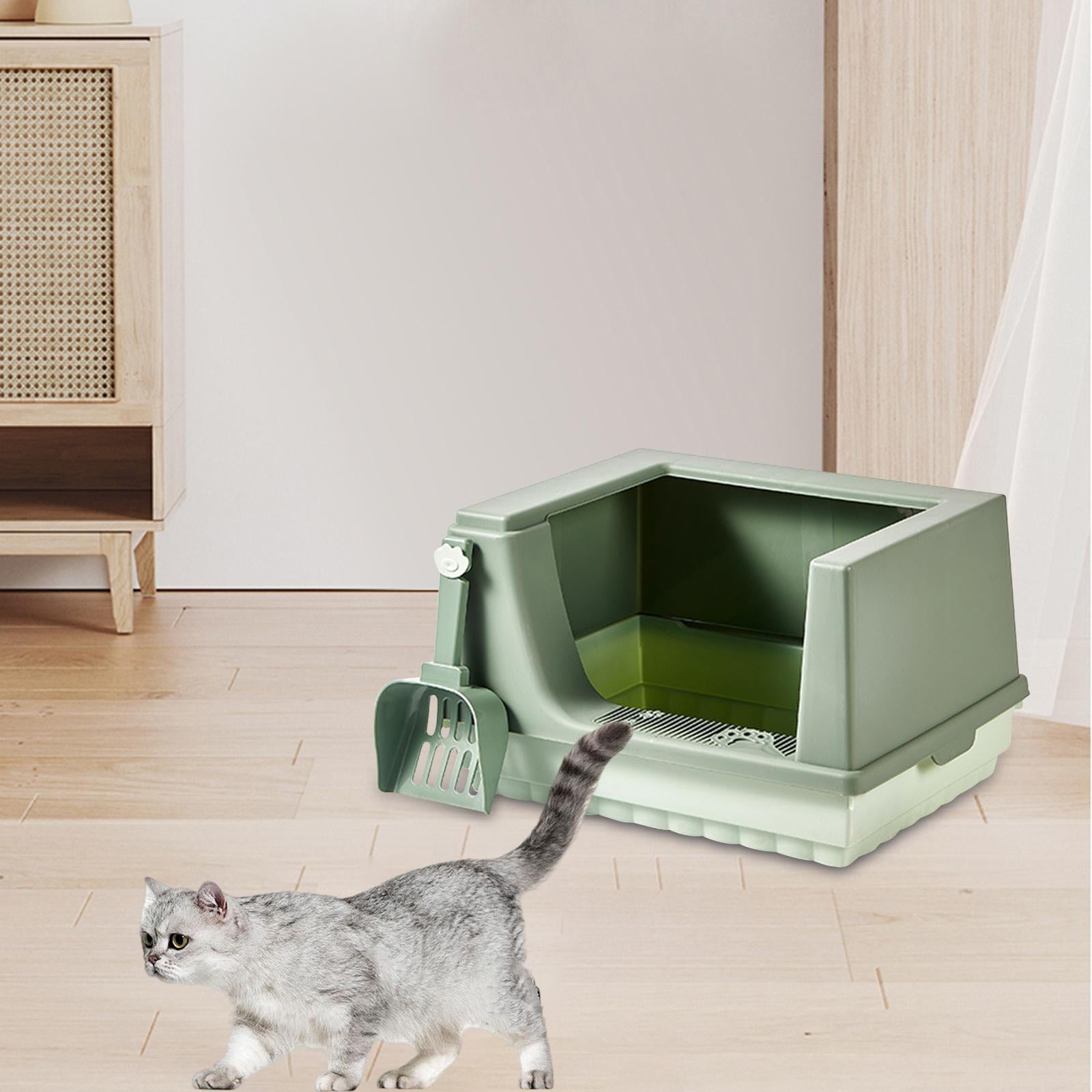 Bvdfgk Cat Litter Box Litter Tray Bottom Detachable Semi Enclosed with Portable Antiing Green L