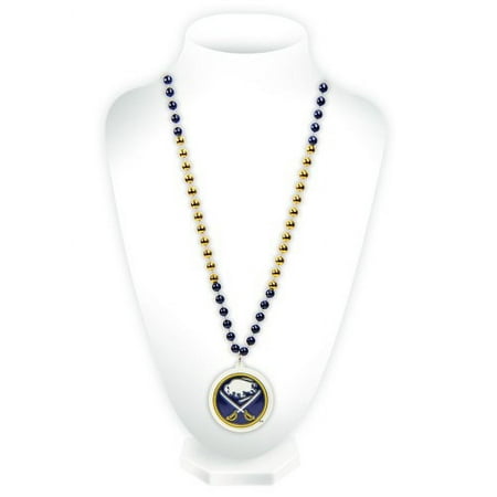 Buffalo Sabres Mardi Gras Beads with Medallion